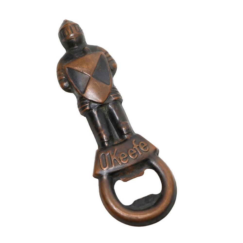 Vintage O'Keefe Beer Bottle Opener Bronze Knight Figural Breweriana Barware
